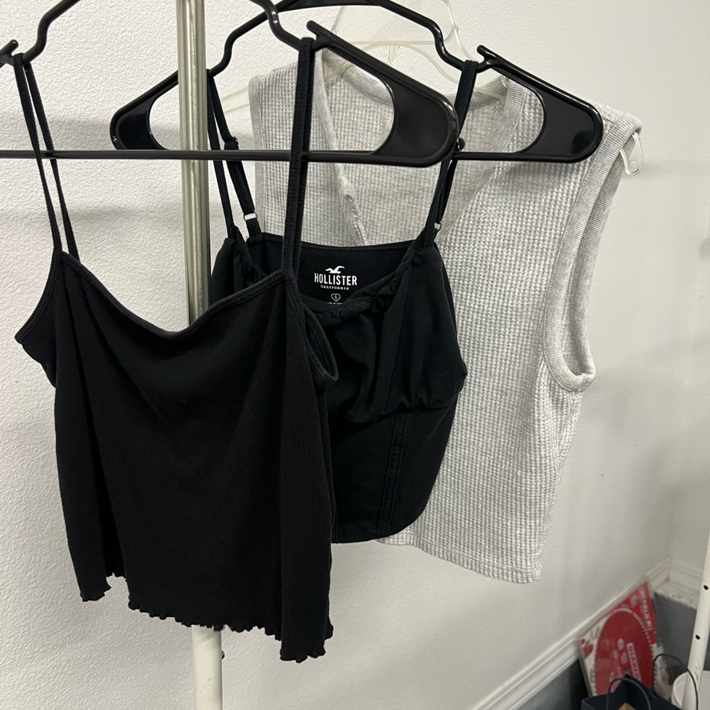 Hollister Black and Gray Camisole Set
